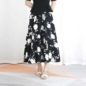 大摆垂感印花雪纺碎花a字半身裙女2026夏裙子花裙松紧腰半裙长裙