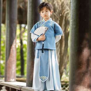 秋冬男童汉服复古中国风古装儿童公子少爷复古演出服宝宝冬季唐装