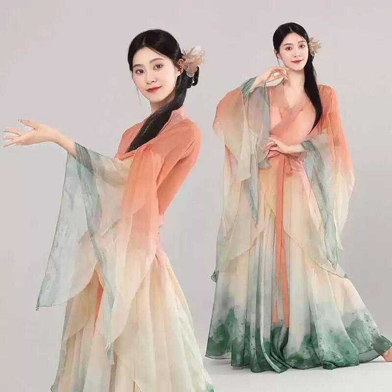 古典舞蹈服女飘逸身韵大袖衫纱衣渐变古风大摆裙仙气中国舞演出服