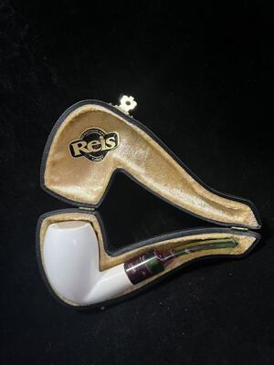 土耳其原装进口REIS海泡石烟斗原石手工素面弯式橡果斗型原厂礼盒