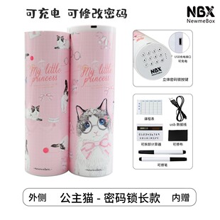 抖音网红皮卡带锁子盒男女学生肖战多功能带学霸密码锁加长铅笔盒