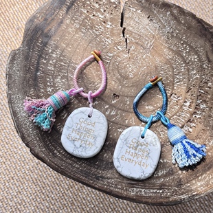 贝奇手作·好事每天发生！白松石正能量鼓励石 手作编织车挂包挂