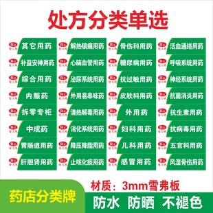 药品分类牌药店分类医院药店标识药房标识牌标贴标签GSP认证单选