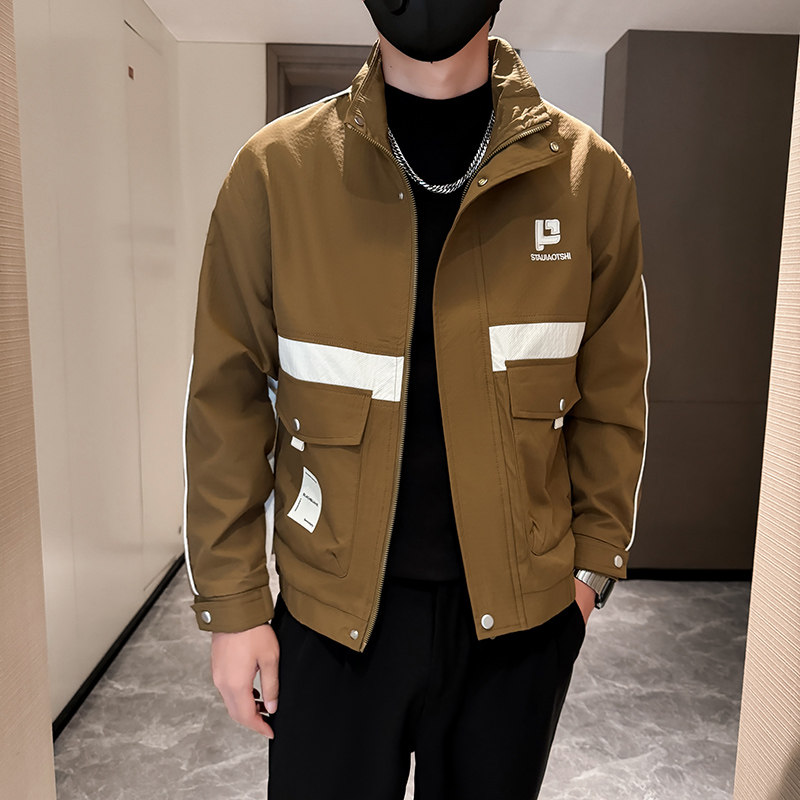新款男士拼接立领夹克拉链外套JK83888-P108,男装夹克,星座304B