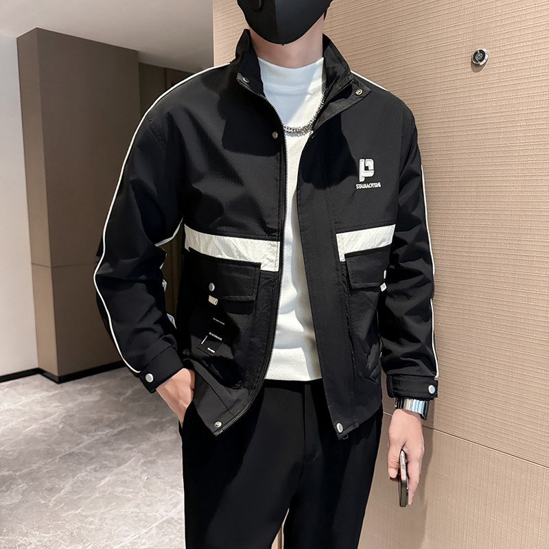 新款男士拼接立领夹克拉链外套JK83888-P108,男装夹克,星座304B