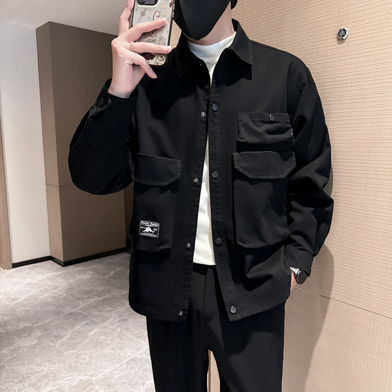新款男士休闲翻领棉布工装日系外套夹克JK1807-P125,男装夹克,星座304B