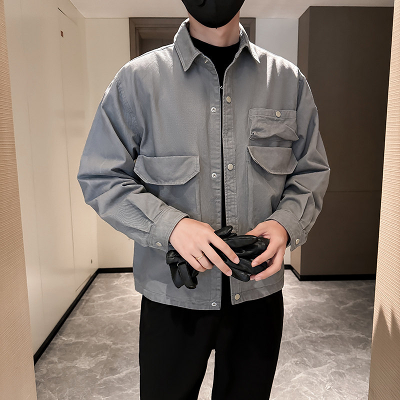 新款男士休闲翻领棉布工装日系外套夹克JK1807-P125,男装夹克,星座304B