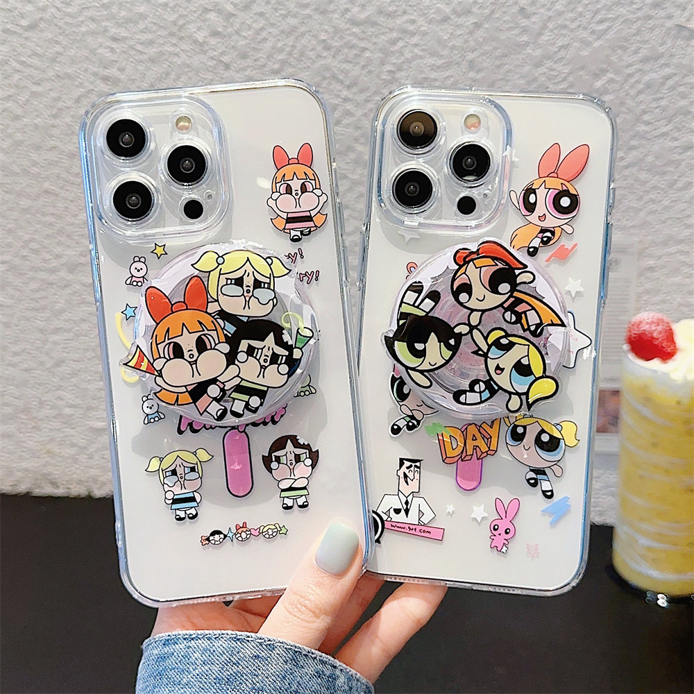 卡通动漫可爱小女警适用iphone15promax苹果13手机壳新款14透明磁吸