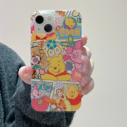 卡通维尼小熊跳跳虎适用iphone15promax苹果16手机壳11新款14pro磁吸支架12日韩可爱13pm全包软壳防摔保护套
