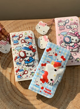卡通hellokitty猫咪皮质翻盖适用iphone16pro手机壳苹果17新款15创意14pro女款13超火15promax全包防摔保护套
