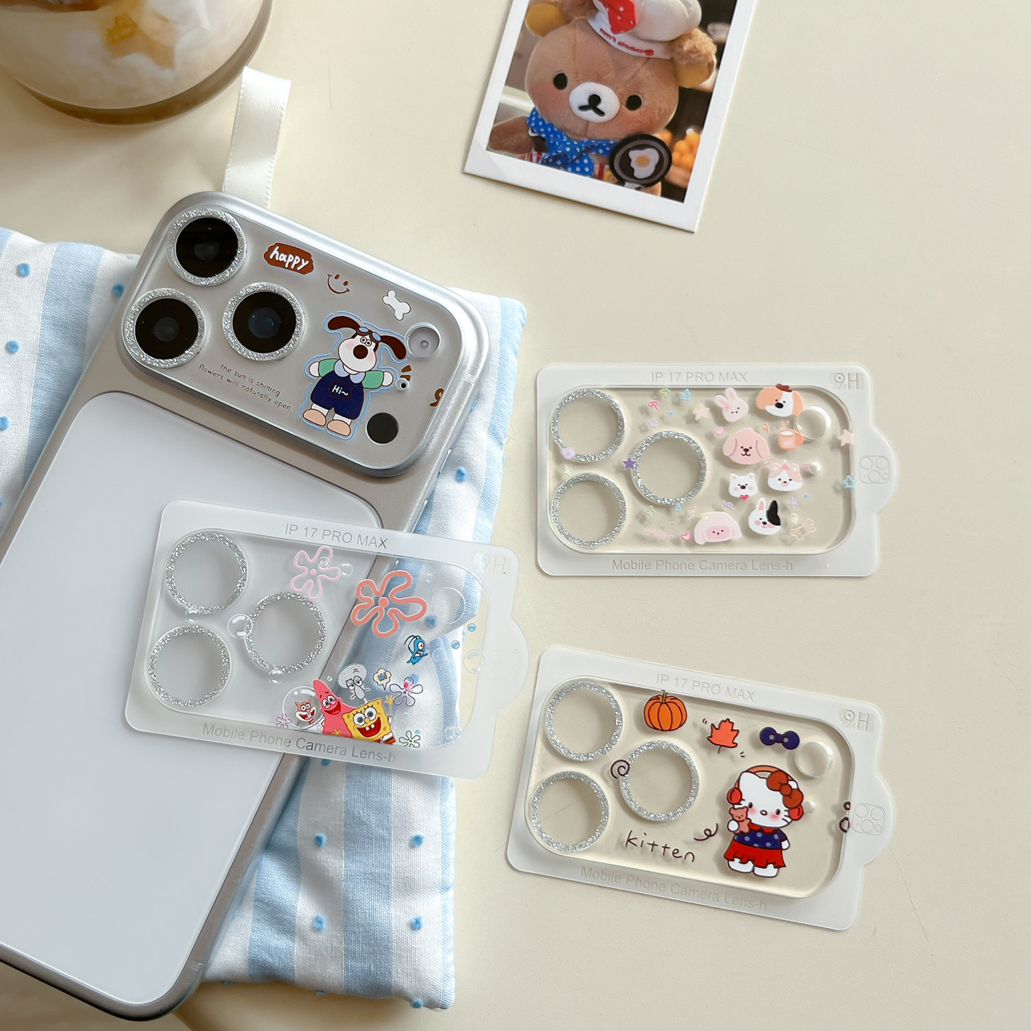 ins韩系卡通小动物KT猫咪狗狗适用iPhone17promax闪粉镜头膜新款苹果17pro后摄像防刮花钢化玻璃一体全包贴膜,3C数码配件,手机贴膜,淘宝优惠券,粉丝福利购,淘宝优惠卷