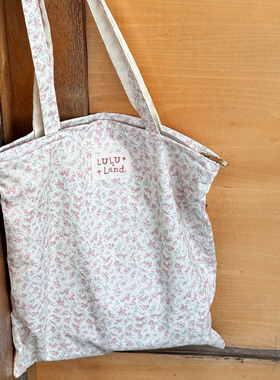 LU自制秋冬温柔田园碎花帆布包包女大容量通勤手提单肩韩系帆布袋