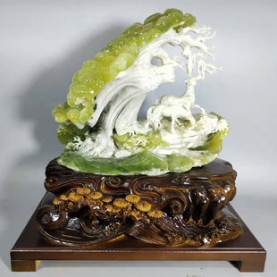 天然玉石马摆件马到成功一鸣惊人绿色手工玉雕岫玉原石中小饰品