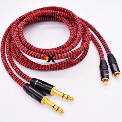 发烧TRS平衡6.35转RCA莲花转6.5信号线6.3音频线调音台功放音箱线