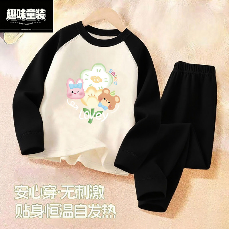 2026新款女童冬装保暖卡通套装德绒秋衣裤中大童休闲宽松两件套装