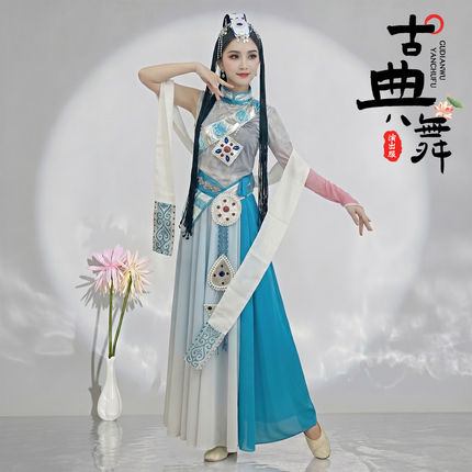 藏族舞蹈演出服装学生艺考女成人开场舞大摆裙天浴少数民族风套装