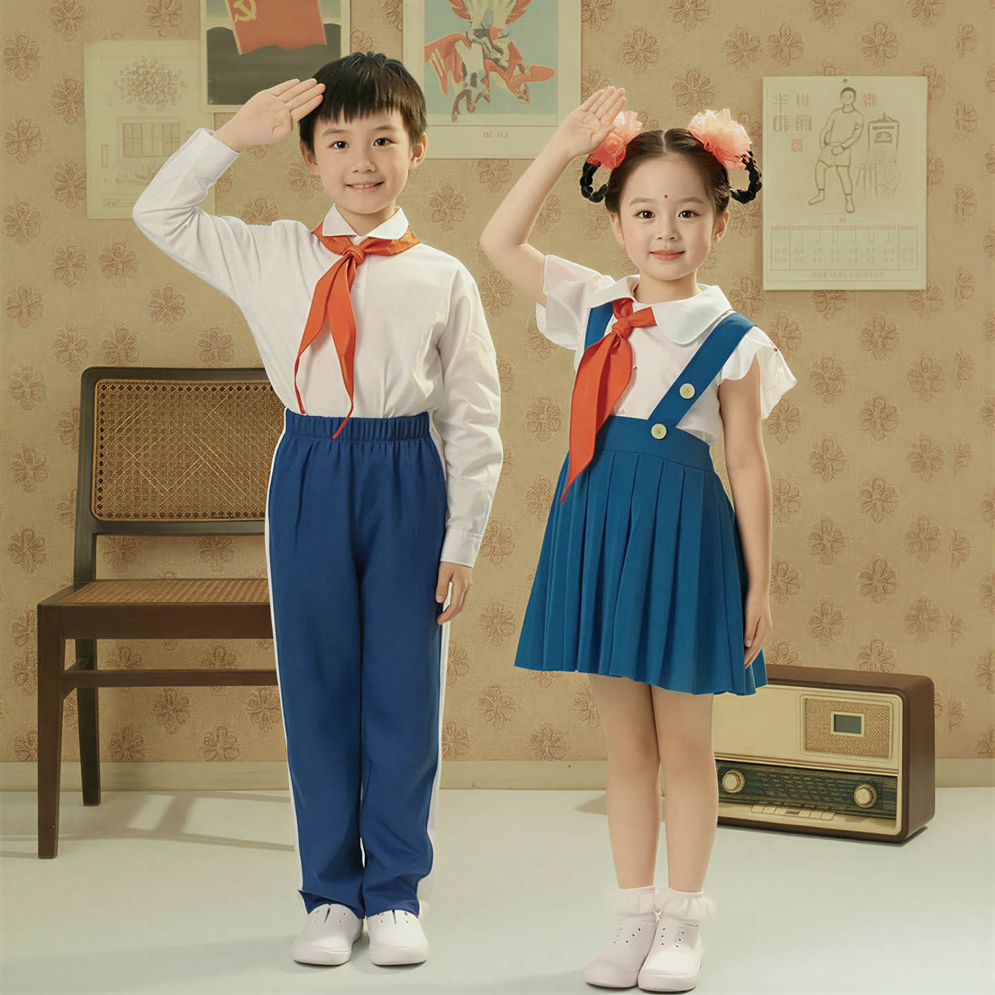 校服幼儿园毕业照拍照80年代怀旧