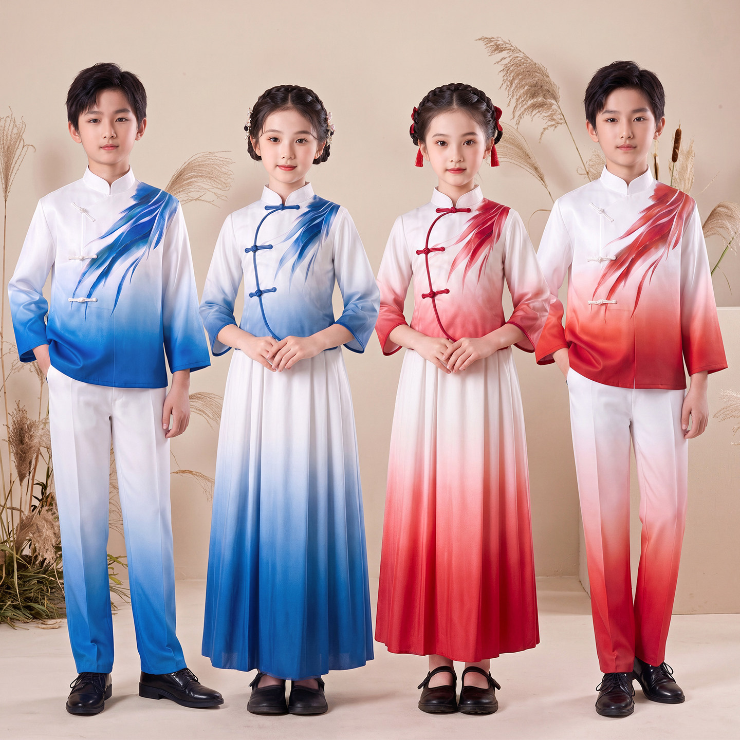 儿童合唱诗歌朗诵演出服新中式