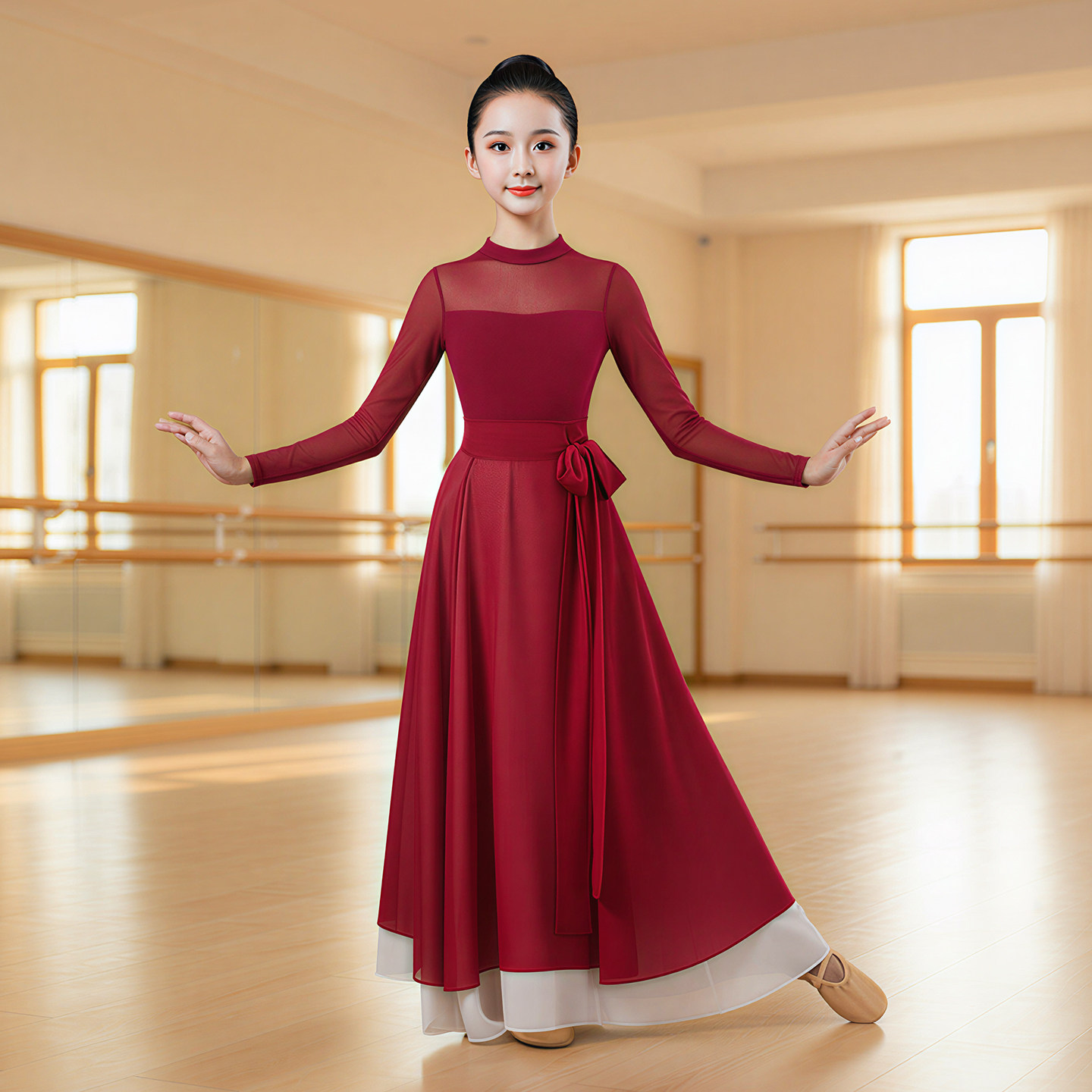 儿童古典舞演出服光亮女艺考纱衣