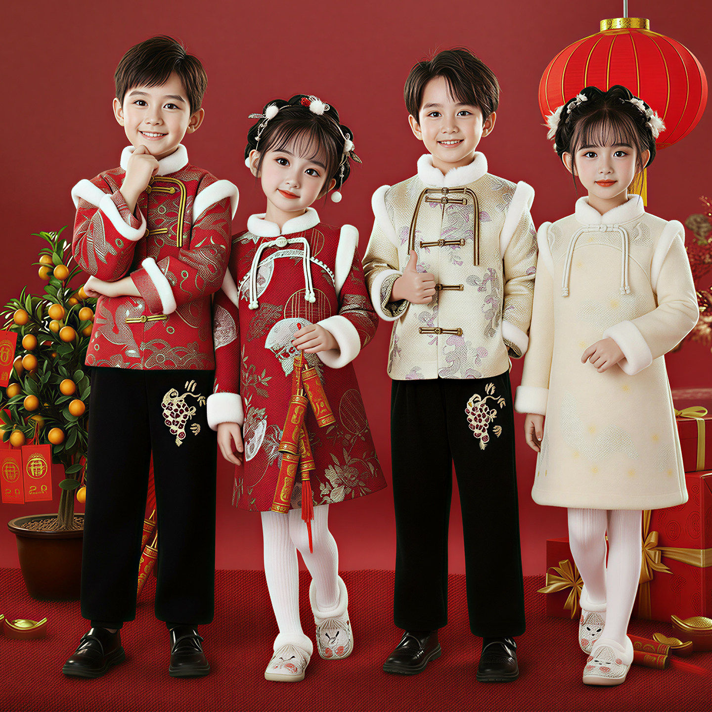 新年女童拜年服元旦儿童喜庆演出