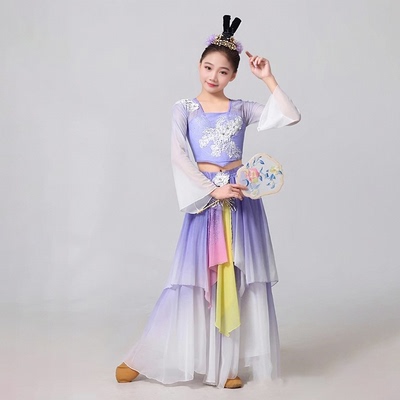 儿童古典舞演出服女飘逸仙气中国舞剧目舞蹈艺考国风独舞表演服装