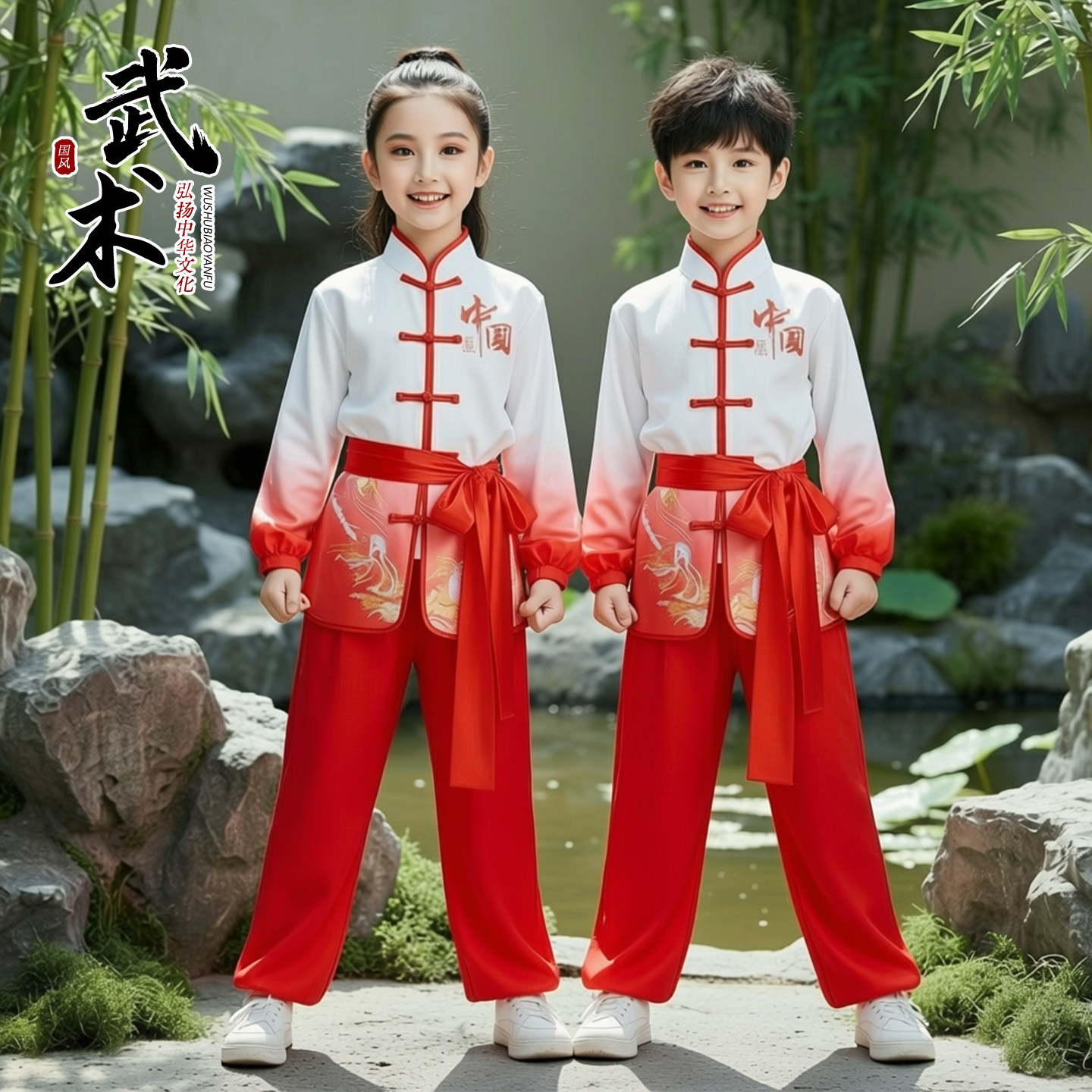 儿童武术演出服运动会开幕打鼓表