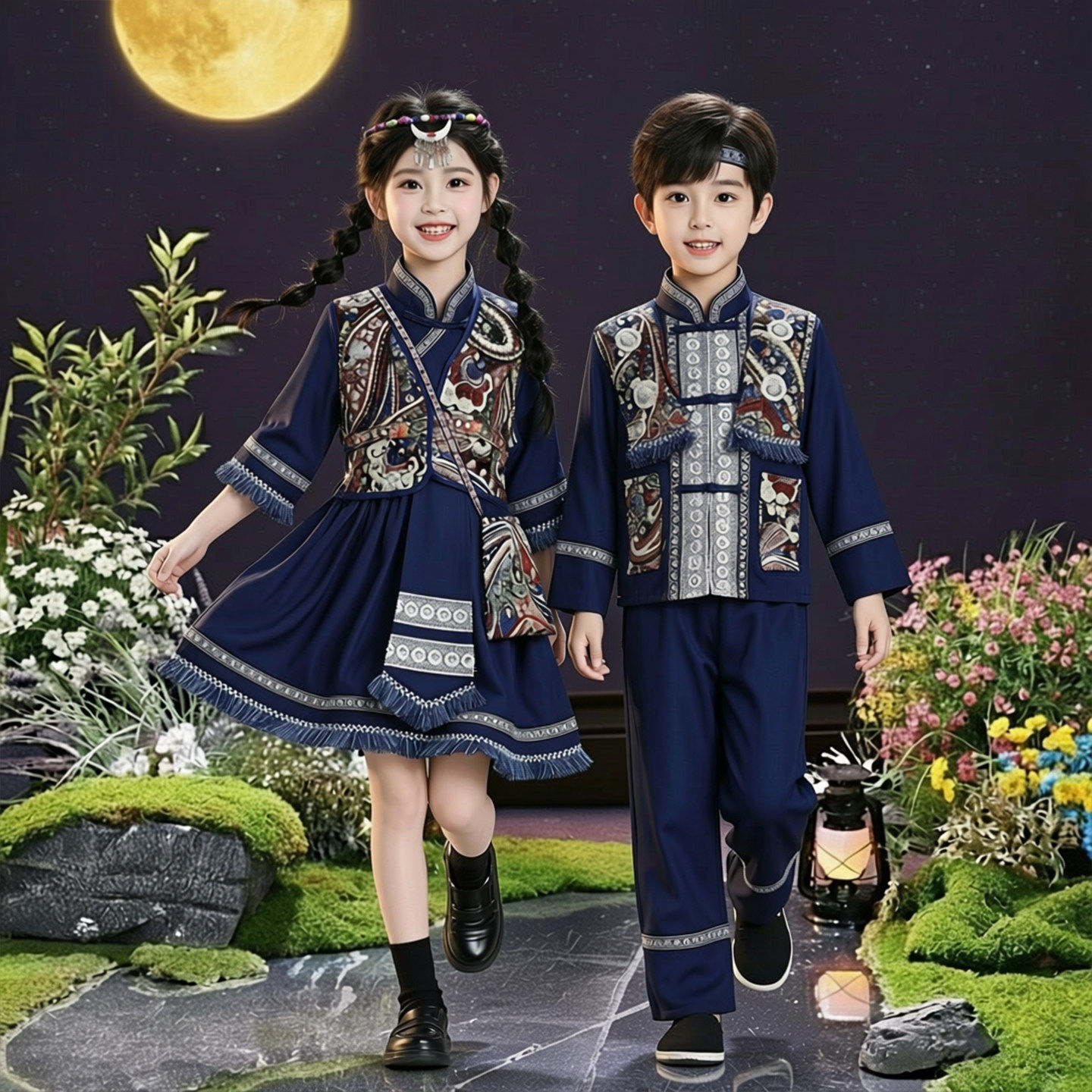 民族风舞蹈服套装男女幼儿园傣族