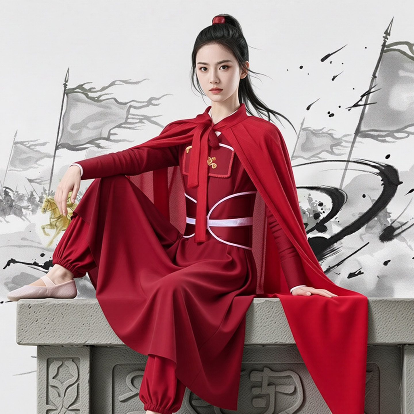 花木兰演出服儿童少儿成人将军古图片