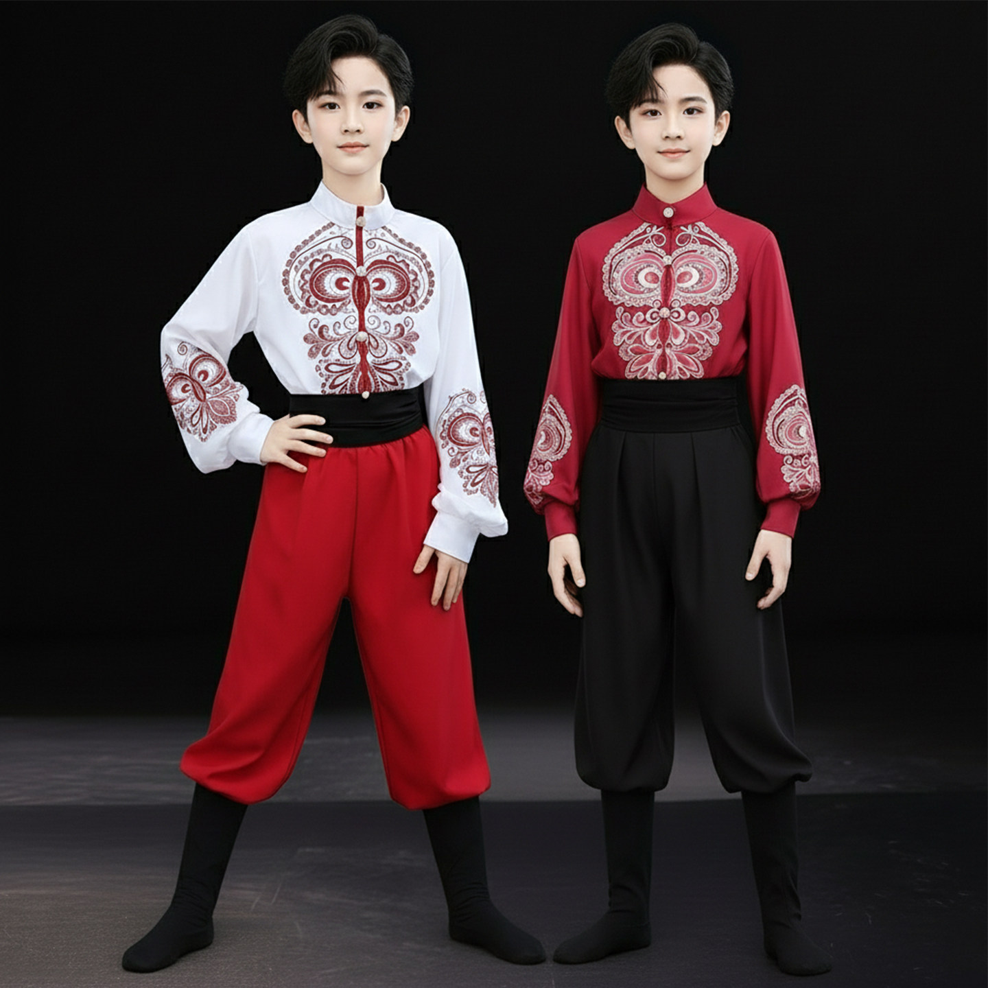 六一儿童演出服女童新疆舞蹈维吾尔族服装古丽裙开场舞大摆裙艺考
