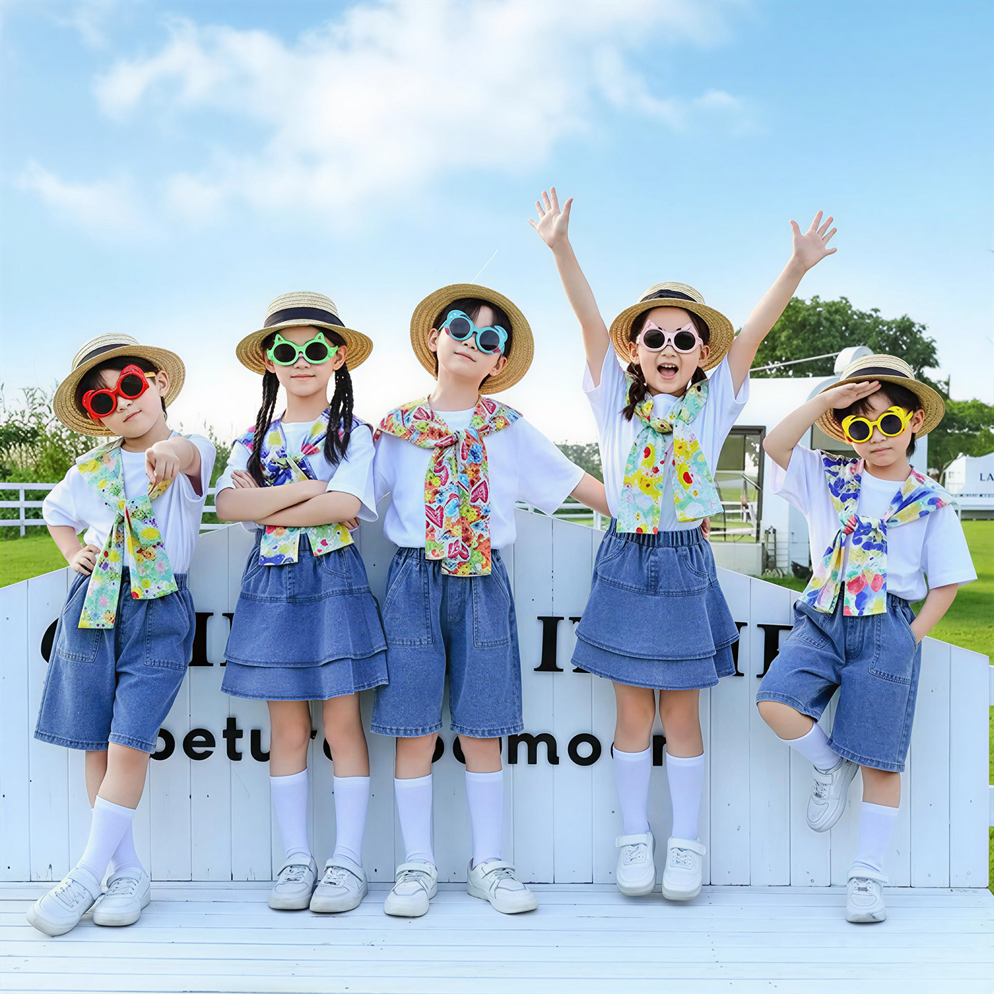 六一儿童啦啦队演出服小学生港风