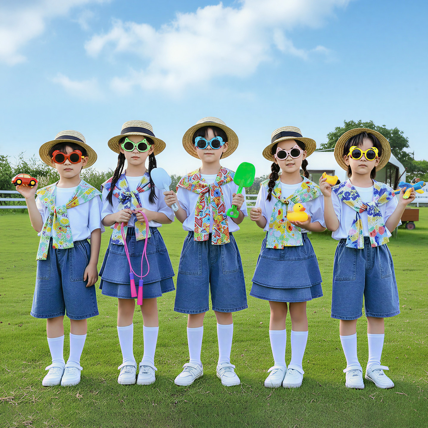 六一儿童啦啦队演出服小学生港风