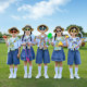 六一儿童啦啦队演出服小学生港风运动会印花班服幼儿园毕业表演服