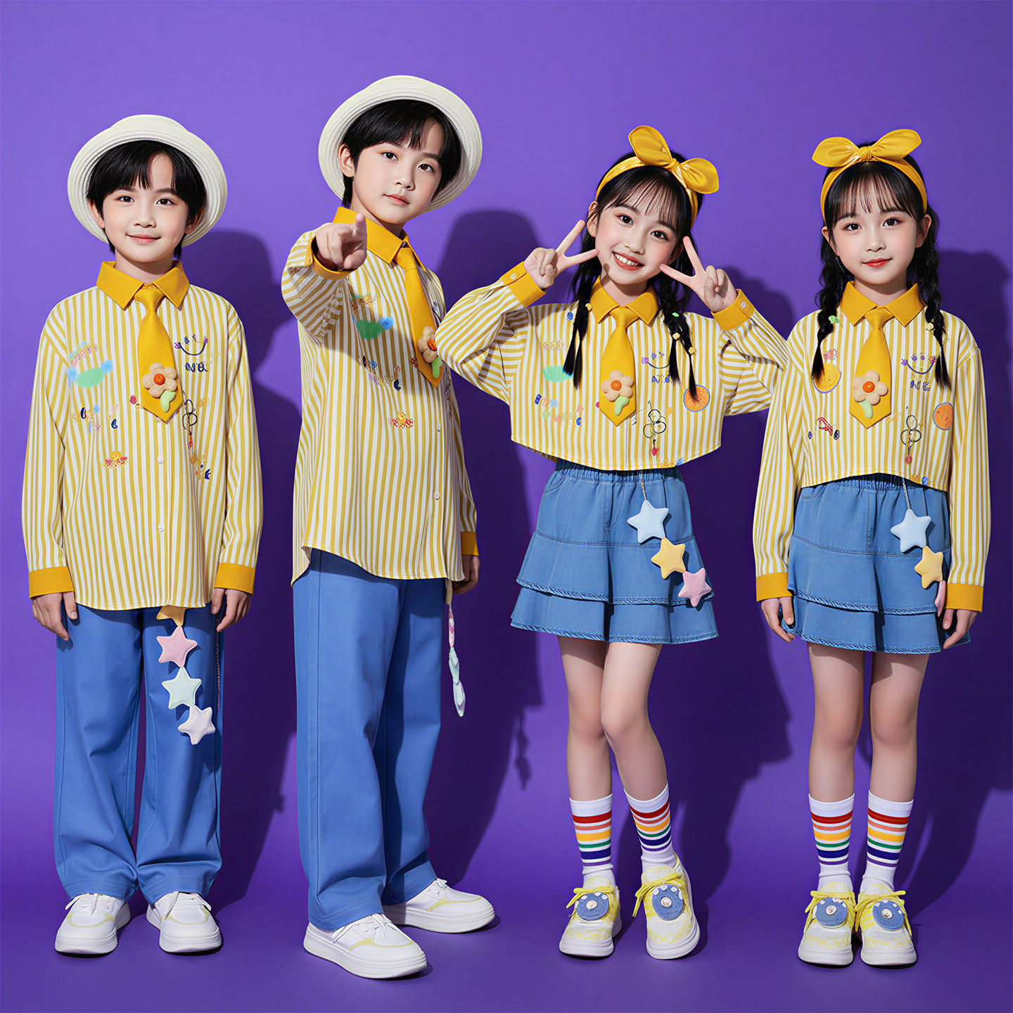 少儿啦啦队演出服小学生秋运动会团体班服幼儿园元旦合唱表演服装