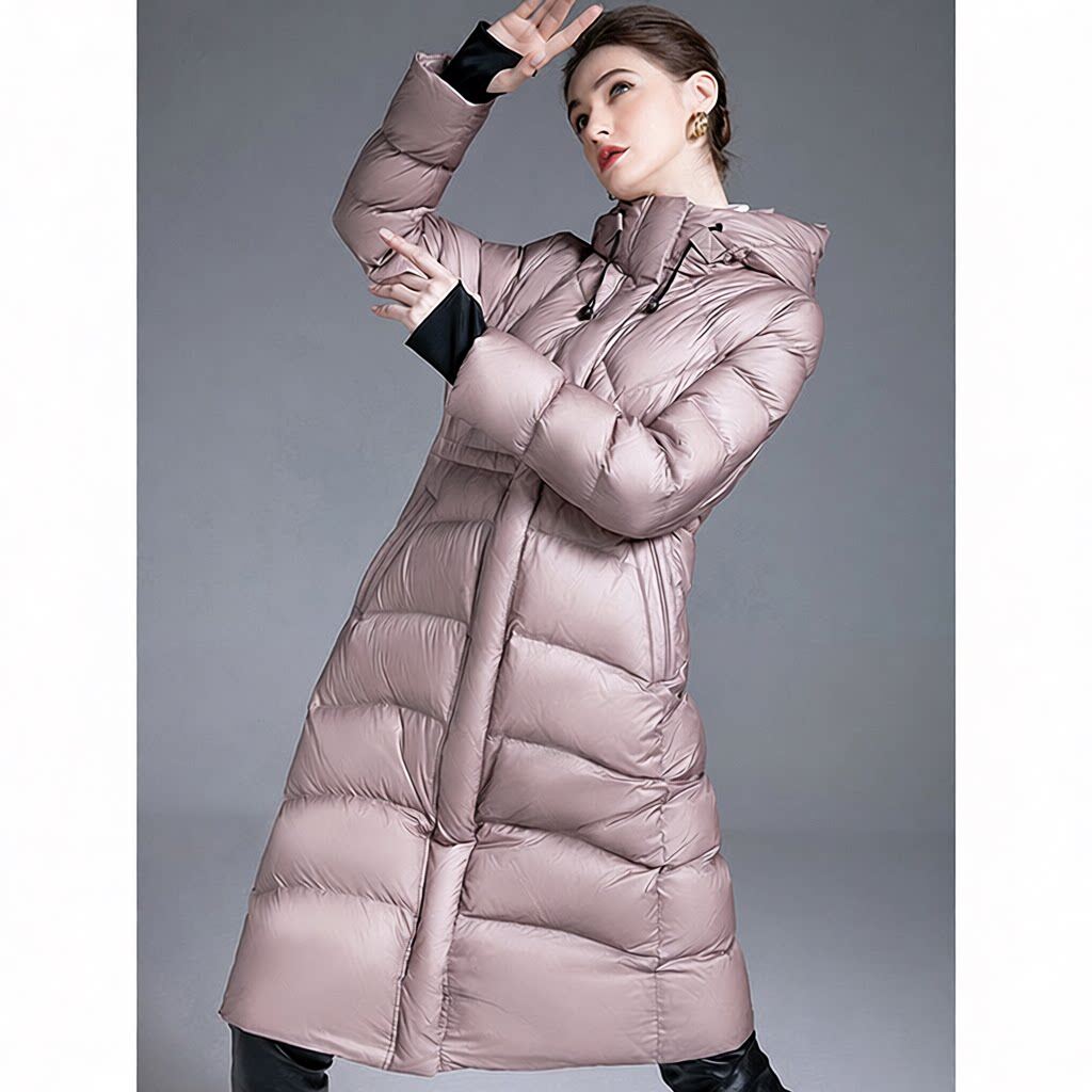 羽绒服冬季女长款过膝新款连帽修