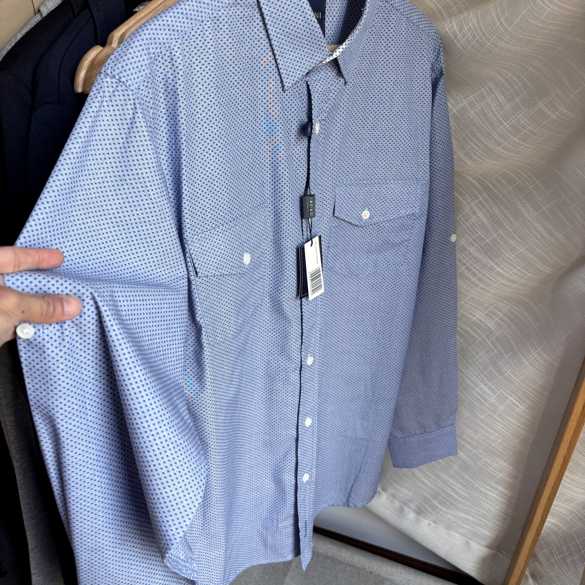 意大利单!!挽袖设计 轻薄款 男式宽松商务休闲长袖衬衫衬衣大码