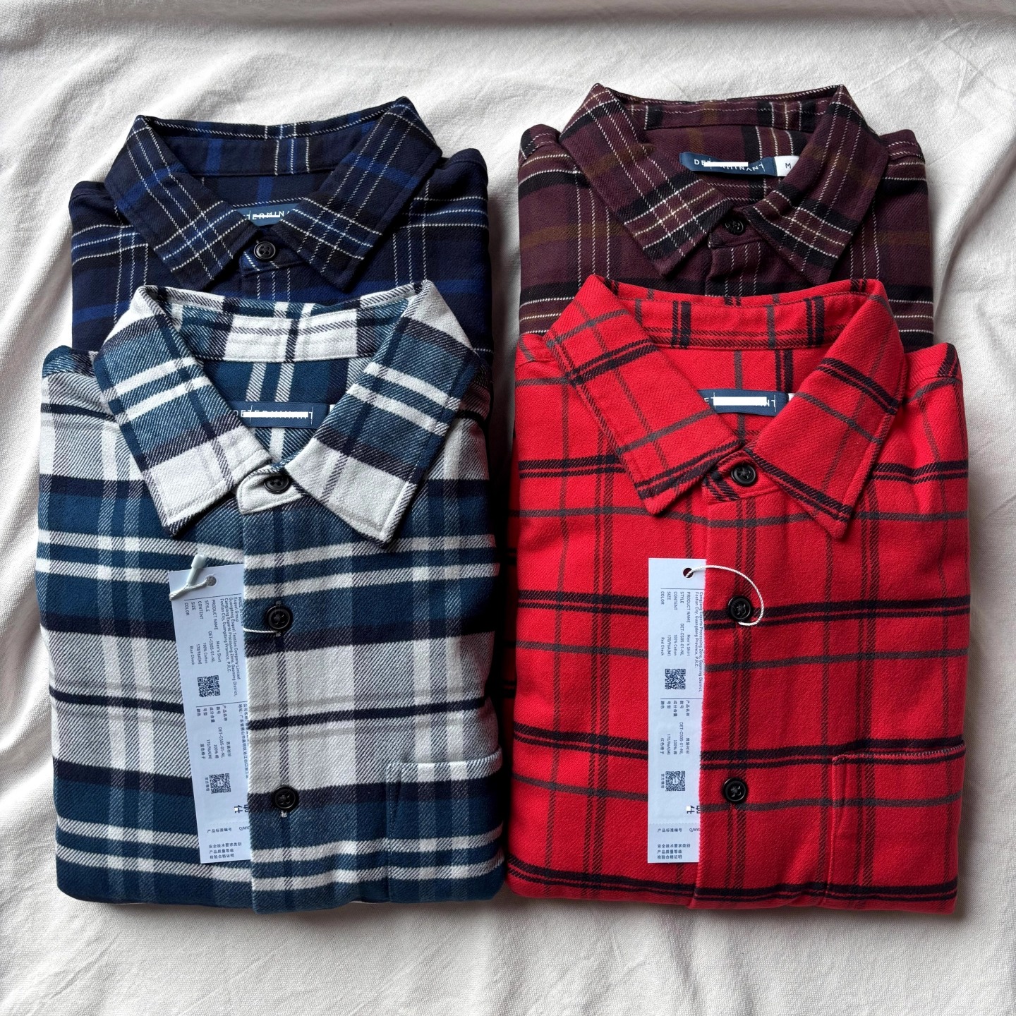 D系列 !双面磨毛法兰绒!100%新疆纯棉男式格子休闲秋冬长袖衬衫