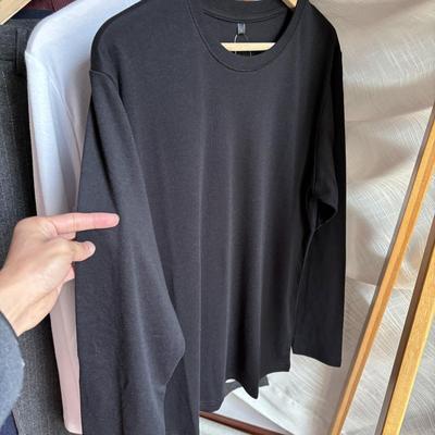 基础系列! 外贸日单 纯色简洁百搭男女经典圆领黑色长袖打底衫T恤