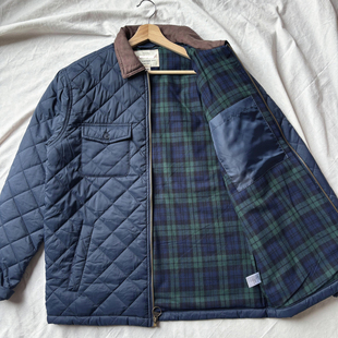 复古英式 经典 菱形格夹克翻领轻盈秋冬棉服衣外套 100美金 这个牛