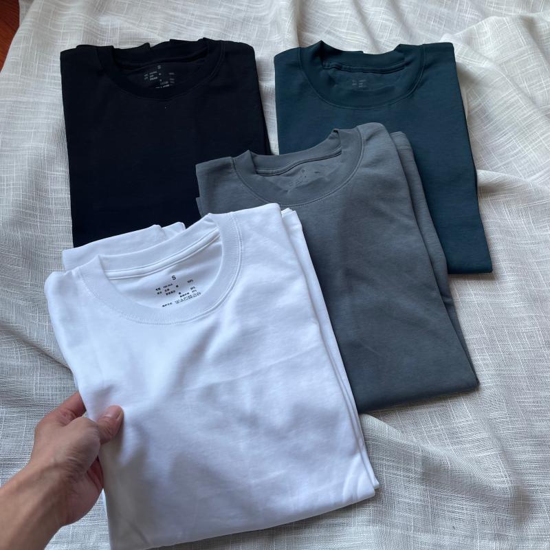 纯棉纯色加厚长袖T恤新款男女