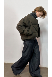 rareraw 羽绒服女 softcore不对称门襟龟背箱型无性别廓形立领短款