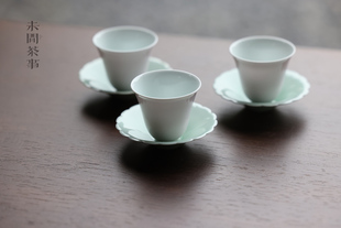 青塘山房 纯素薄胎玉兰杯 桃粉 豌豆黄 紫金