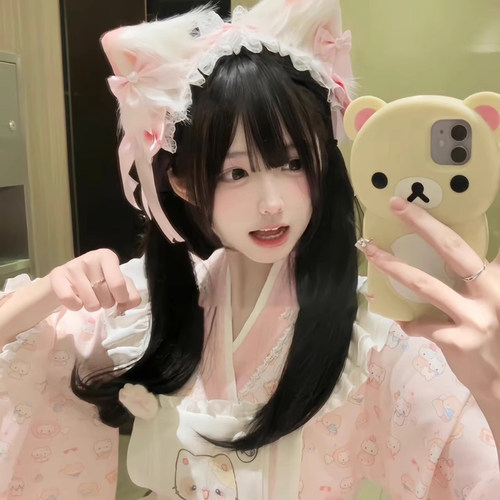万圣节lolita头饰蓝粉色猫耳发箍