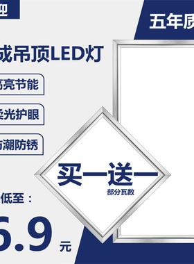 集成吊顶led灯卫生间铝扣板厨房灯300x300方灯30x60平板灯600x600