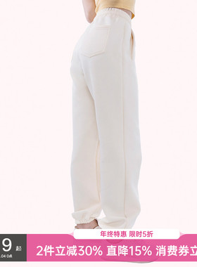 一乐女子力冬日小熊糯米裤秋冬保暖320g钻石比例显腰细胯运动卫裤