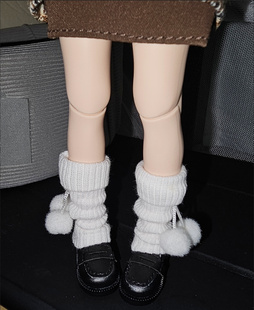 冬季白色翻遍针织毛球袜套小布1/6bjd特体azone心怡ob丽佳堆堆袜