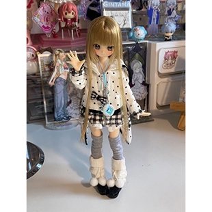 冬季白色翻遍针织毛球袜套小布1/6bjd特体azone心怡ob丽佳堆堆袜