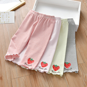 薄款 女宝草莓长裤 外穿宝宝休闲裤 修身 弹力 夏儿童打底裤 女童七分裤