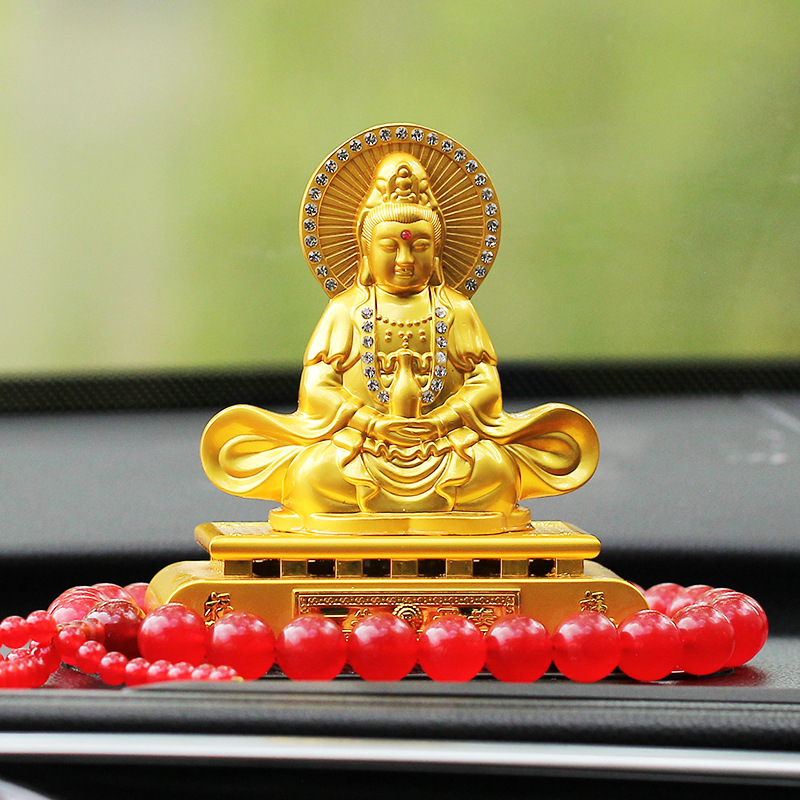 汽车摆件观音车内车上佛像创意装饰品车载香水座高档招财保平安男
