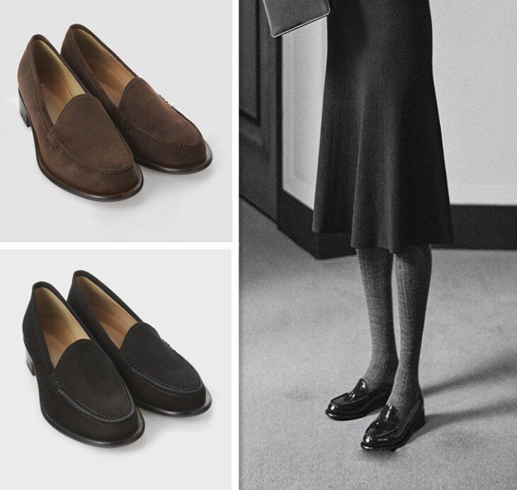 韩版同款30设计师品牌22春复古真皮乐福鞋女鞋圆头中跟鞋