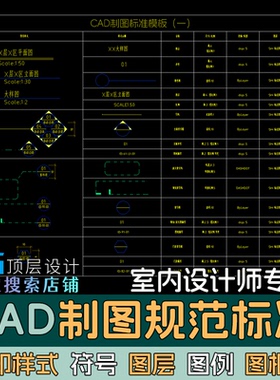 T1B1 CAD制图规范标准模板室内设计施工图例打印样式符号家装图库